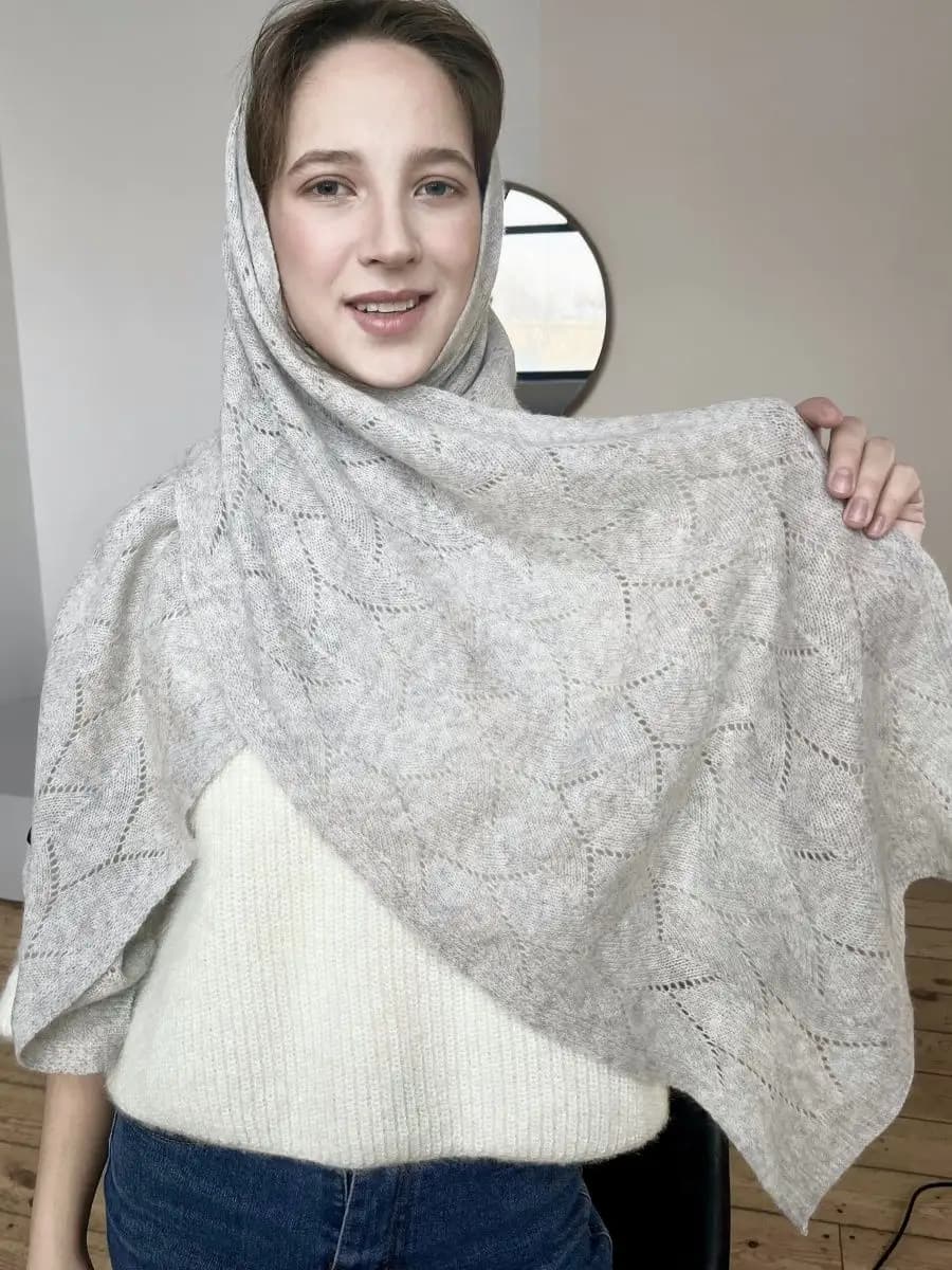 Шарф кашемировый ажурный